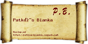 Patkós Bianka névjegykártya